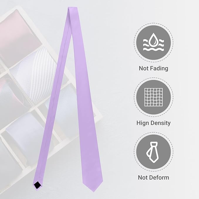 Black Ties For Men Solid Pure Color Formal Neckties 3.15" (8CM) Men's Tie for Business and Wedding with Gift Box