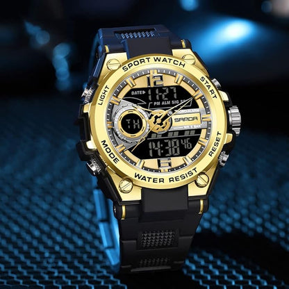 KXAITO Men's Watches Sports Outdoor Waterproof Military Watch Date Multi Function Tactics LED Alarm Stopwatch