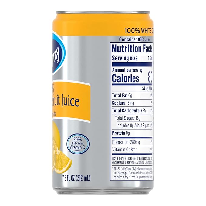 Ocean Spray 100% White Grapefruit Juice, 7.2 oz Cans (Pack of 24)