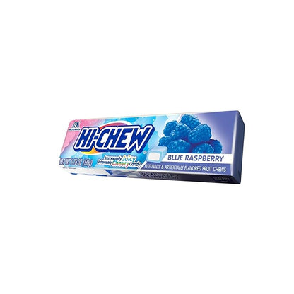 HI-CHEW Blue Raspberry - Box of 15 Sticks, 1.76oz ea | Unique Fun Soft & Chewy Taffy Halloween Candy | Immensely Juicy Fruit Flavors
