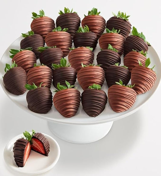 Shari’s Berries Artisan Belgian Mixed Milk & Dark Chocolate Strawberries | Gourmet Gift Delivery (Two Dozen, 24 Berries)