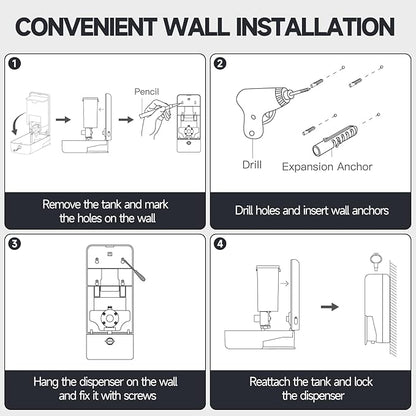 27oz (800 ml) Manual Wall Mounted Soap Dispenser, Ideal for Commercial Bathrooms Restaurants Hotels, Use with Liquid Hand Soap Shampoo, ABS White