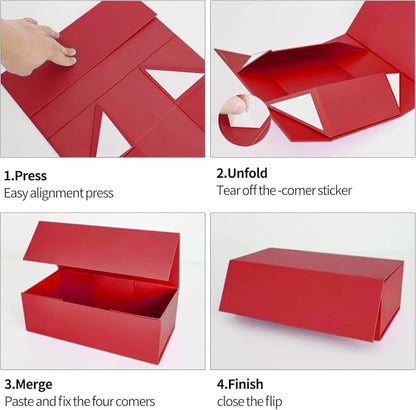 Gift Box 10" x 6" x 3" with Magnetic Closure Lid Gift Boxe for Presents,Bridesmaid Gifts Boxes,Cute Box,Birthday Box,Luxury for Gift Packaging, Magnetic Gift Boxe for Wrapping Gifts(Red)