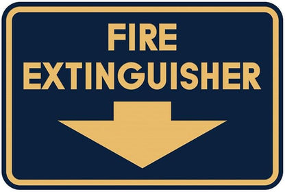 Signs ByLITA Classic Framed Fire Extinguisher (Navy Blue/Gold) - Medium