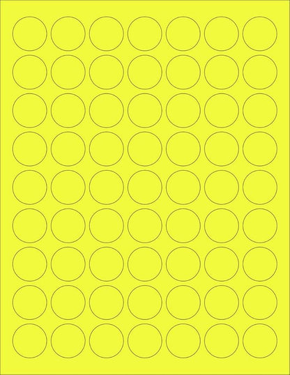 NextDayLabels - 8-1/2 x 11 Neon Color High Light Fluorescent Labels for Laser & Inkjet Printer (Yellow Fluorescent, 1" Round - 63 per Page - 1575 Labels)