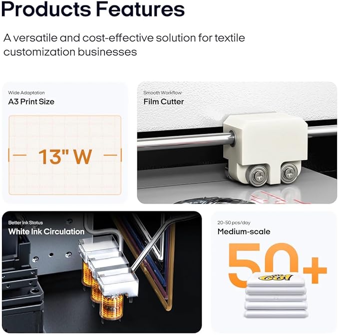 Procolored F13 Panda DTF Printer A3 L1800 Apparel Printer Transfer Printing Machine T-Shirt Direct to Film with White Ink Circulation and Semi-Automatic Cleaning