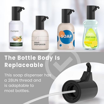 Automatic Liquid Soap Dispenser Touchless,Hand & Dish Electric Dispenser 4-Level Adjustable,450ML Waterproof Rechargeable Kitchen Auto Soap Pump,The Bottle is Replaceable (Black)