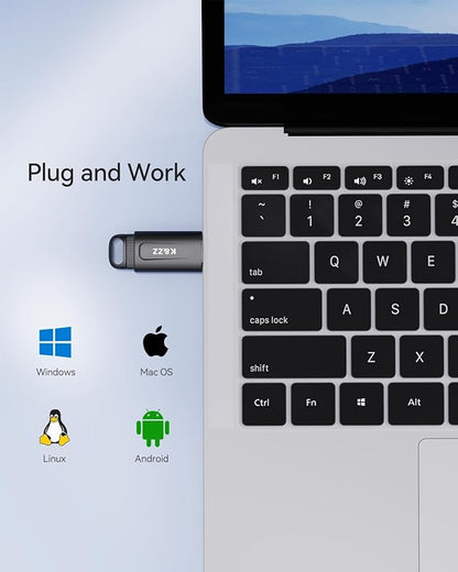 K&ZZ USB 3.0 Flash Drive 128GB Memory Stick Plug and Play USB Thumb Drive Push-Pull Cover USB Storage Data Transfer for Work/Business/Daily