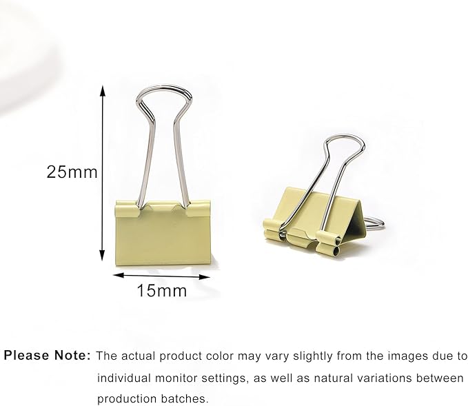 100 Pack Mini Yellow Binder Clips 5/8 Inch (15 mm), Colored Little Paper Clamps, Small Tiny Micro Size Paper Clips for Office Home School Business 0.6"