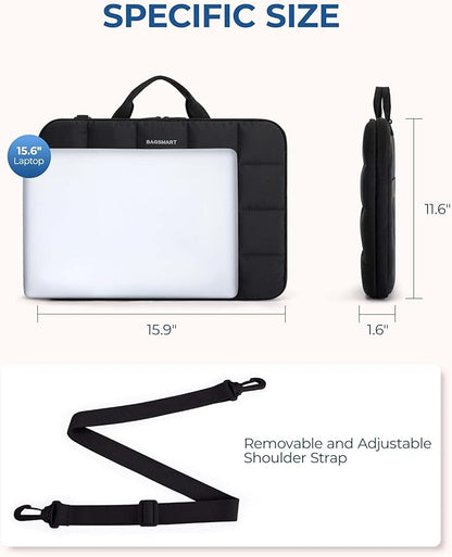 BAGSMART 15-16 inch Laptop Case Sleeve with Strap, Fluffy Padded Laptop Bag with Handle, MacBook Case Sleeve Compatible with MacBook Air/Pro 15.6 inch, Laptop Cover Fitted with Dell, HP, Lenovo