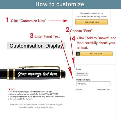 Ancolo Personalized Promotion Pens - Advertising Buesiness Gift Office Writing Set- Engraved with Your Message Name Company Team Name, Phone Number Perfect for Business Men 5 Pens/BOX