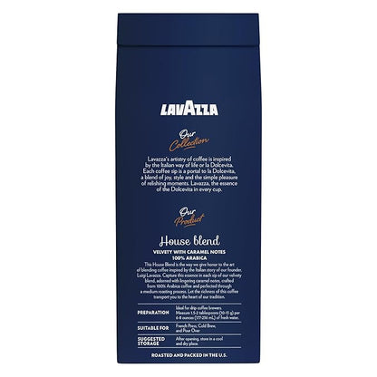 Lavazza House Blend Perfetto Ground Coffee 12oz Bag, Medium Roast, Full-bodied, Intensity 3/5, 100% Arabica, Ideal for Drip Brewers, (Pack of 1) - Package May Vary