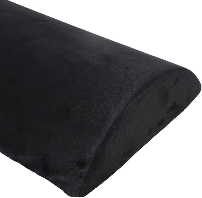 Foot Rest Black Ergonomic Height, Footstool with Memory Foam, Half Cylinder Footrest Under Desk for Comfortable Posture Support, Velboa Fabric