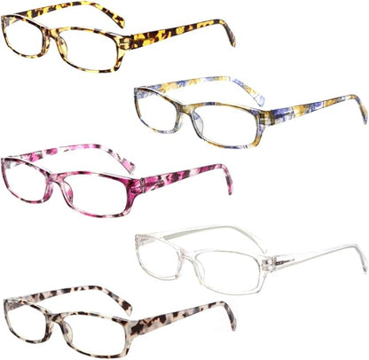 Henotin 5-Pack Reading Glasses Blue Light Blocking Anti Eyestrain Computer Reading Glasses for Women and Men Readers (Mix Color, 1.75)