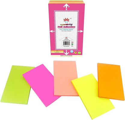 5 Pads Full Adhesive Sticky Notes 3 x 5 in, 5 Bright Colored Sticky Notes Full Adhesive Back for Home Office School Supplies, 60 Sheets/Pad, 300 Sheets Total, 4A 305-Full Adhesive-300
