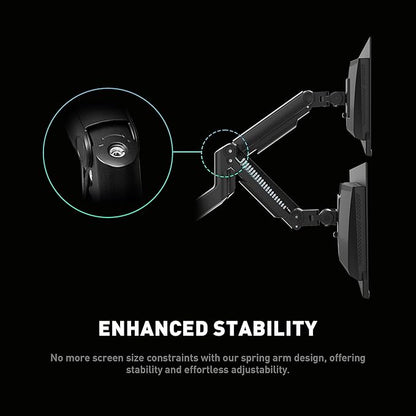 MSI MAG MT201D - Premium Heavy Duty Dual Monitor Stand Arms, 17-45" Support, VESA Compatible, Adjustable Spring Mount, 44 lbs per Screen, Clamp & Grommet, Quick Release Plate - Black