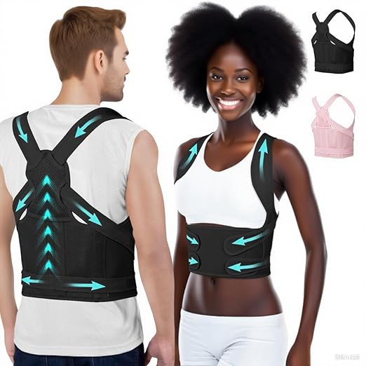 Posture Corrector for Women and Men,4 In 1 Adjustable Full Back Brace,Posture Braces Can Relieve Upper and Lower Back Pain, Shoulder Braces for Hunchback,Scoliosis, Lumbar Spine, Spine（Ebony Black）