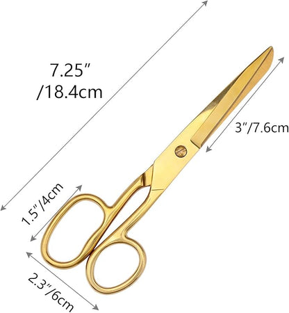NatSumeBasics 7" Small Gold Scissors Craft Tailor Fabric Brass Scissors All Purpose Stainless Steel Professional Dressmaker Shears for Desk School Office Home (NEW)