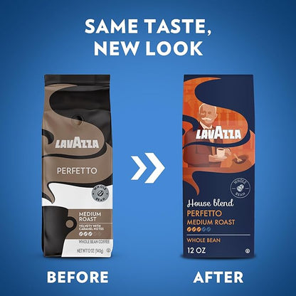Lavazza House Blend Perfetto Whole Bean Coffee 12oz Bag, Medium Roast, Full-bodied, Intensity 3/5, 100% Arabica, Ideal for Drip Brewers, (Pack of 1) - Package May Vary