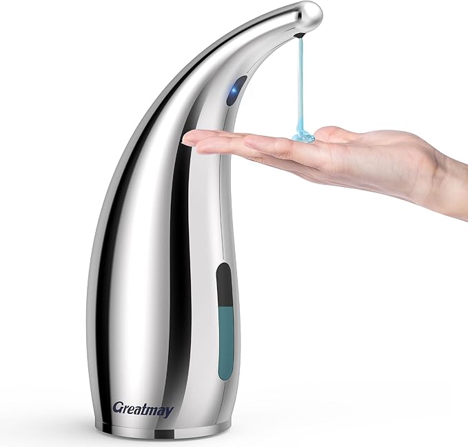 Adjustable Automatic Soap Dispenser Touchless, 4 Adjustable Levels Touchless Sensor Liquid Soap Pump Dispenser，300ml Rechargeable Magnetic Charging Hand Soap Dispenser for Kitchen，Bathroom
