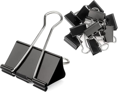ZZTX Black Binder Clips Paper Clamps Clips Medium Size, 1.3 Inches, 36 Pack