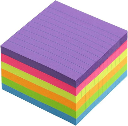 Early Buy Lined Sticky Notes with Lines 4x4 Self-Stick Notes 6 Bright Color 6 Pads, 60 Sheets/Pad