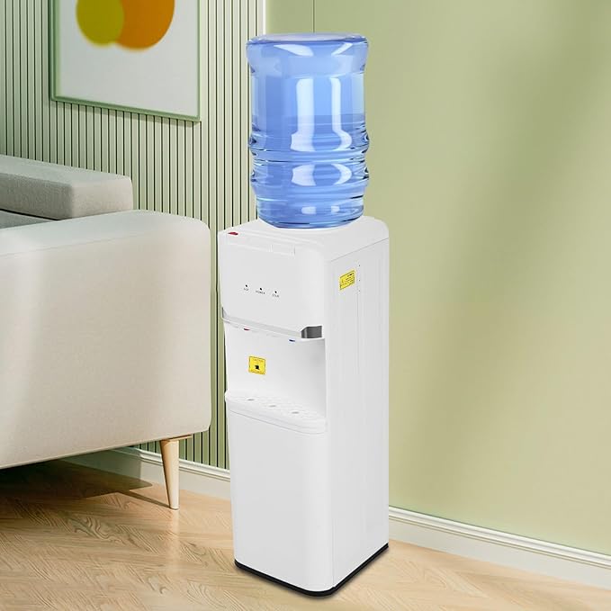 Top Loading Water Dispenser for 5 Gallon Bottles, Freestanding Hot Cold & Warm 3-Temperature Water Cooler Dispenser with Child Safety Lock for Home & Office, White