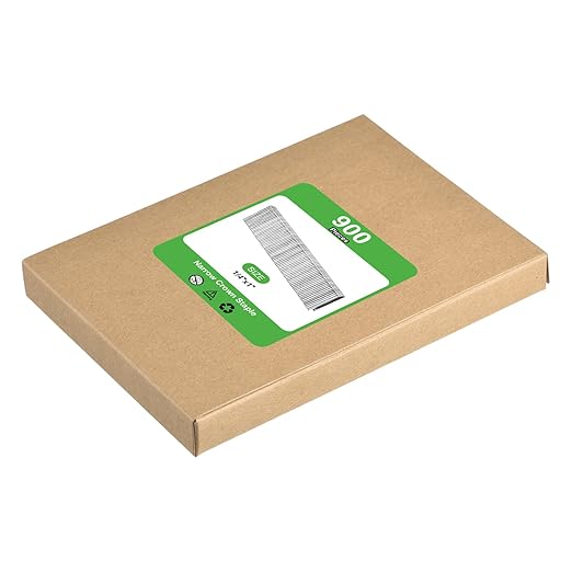uxcell 18 Gauge Narrow Crown Staples 1/4"x1", 900Pcs Galvanized Steel for Pneumatic, Electric Stapler, White