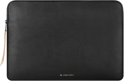 Comfyable Slim Protective Laptop Sleeve 14 Inch Snugly Compatible with MacBook Pro 14-inch M4 M3 M2 M1 Pro/Max 2024, PU Leather Bag Waterproof Cover Notebook Computer Case for Mac, Black