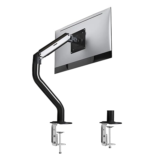 Lyngins Monitor Desk for 15 to 27 Inch Screens Computer Monitor Stand for Desk, Stand Up to 26.4lbs Monitor Wall Mount, VESA Mounting Holes 75 and 100mm, (Black, Single+Dual)