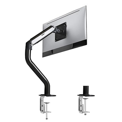 Lyngins Monitor Desk for 15 to 27 Inch Screens Computer Monitor Stand for Desk, Stand Up to 26.4lbs Monitor Wall Mount, VESA Mounting Holes 75 and 100mm, (Black, Single+Dual)
