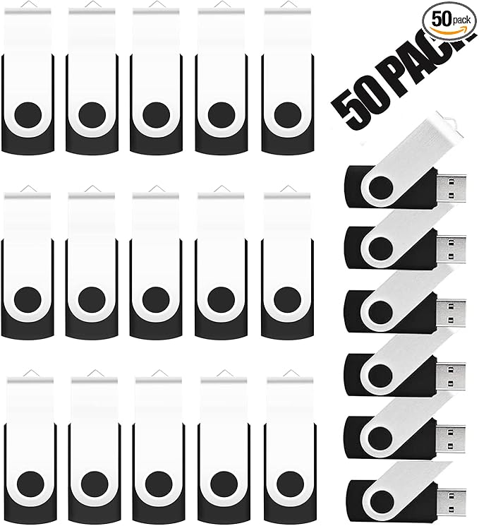 EASTBULL 50Pack Bulk Flash Drives 8GB USB 2.0 Flash Drive Pack Thumb-Drive Bulk USB Drives (Black, 50PCS)