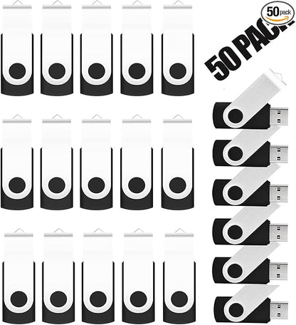 EASTBULL 50Pack Bulk Flash Drives 8GB USB 2.0 Flash Drive Pack Thumb-Drive Bulk USB Drives (Black, 50PCS)