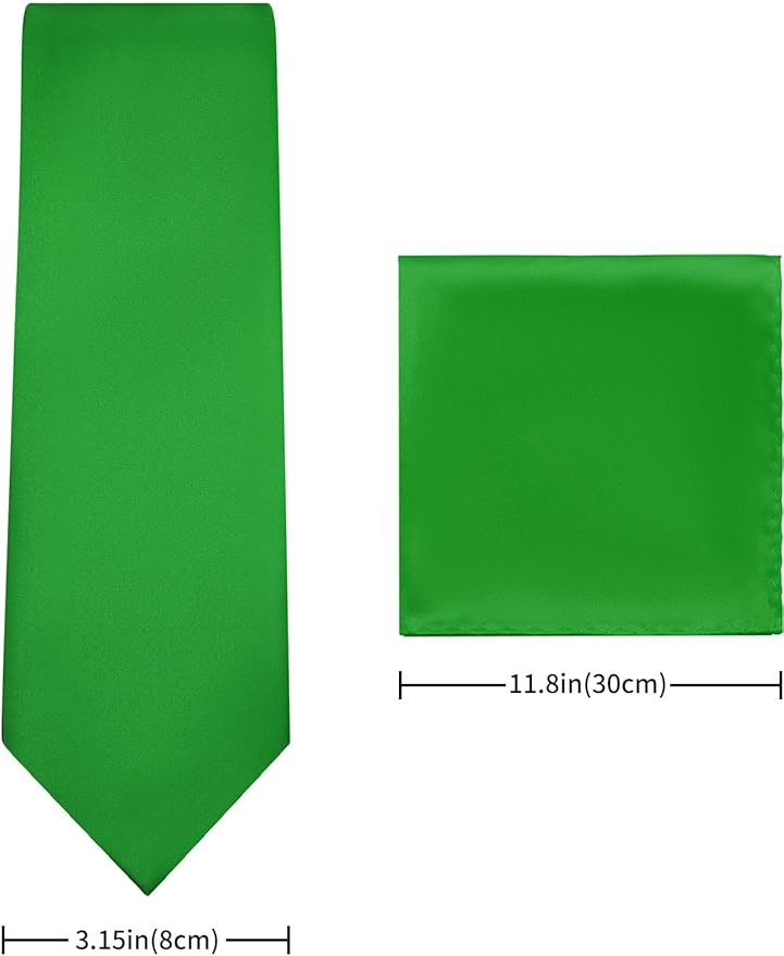 PenSee Men's Tie Set Solid Pure Color 3.15" (8CM) Classic Formal Plain Necktie and Pocket Square Set For Men