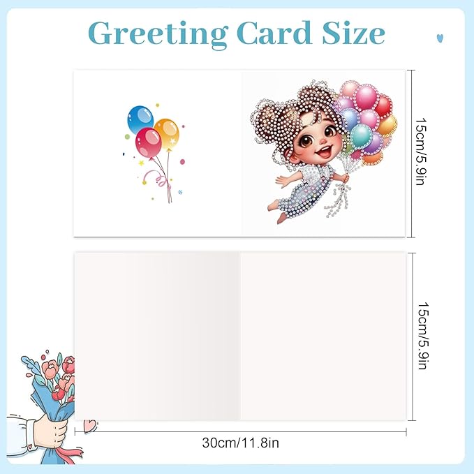 jinglinhh 12pcs Diamond Art Painting Balloon Pickup Truck Train Greeting Cards with Envelopes, DIY Card Making Kits for Adults, Diamond Art Christmas Cards for Birthday Holiday Postcards Craft Gifts