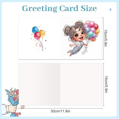 jinglinhh 12pcs Diamond Art Painting Balloon Pickup Truck Train Greeting Cards with Envelopes, DIY Card Making Kits for Adults, Diamond Art Christmas Cards for Birthday Holiday Postcards Craft Gifts