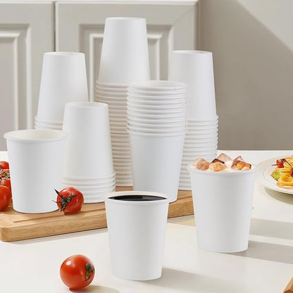 Lamosi 500 Count 12 oz Paper Coffee Cups, Disposable Paper Coffee Cups for Hot or Cold Drinks, 12 Ounce White Beverages Water Cups for Party, Picnic, Travel, Events