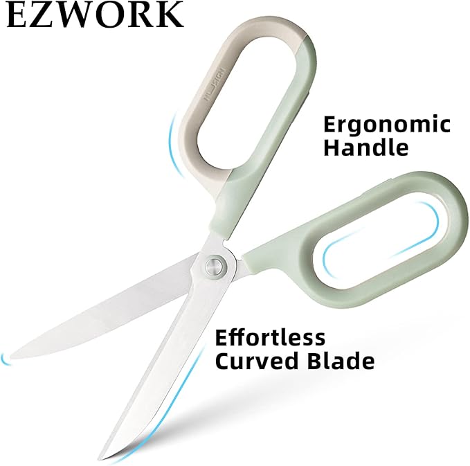Multipurpose Scissors, Comfort-Grip Handles Sharp Scissors for Office Home School Craft Sewing Fabric Supplies (7", Green-1)