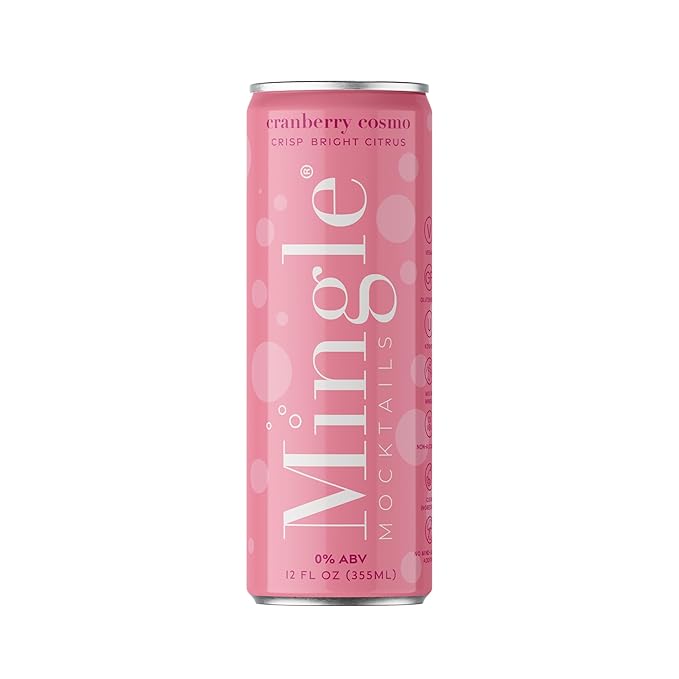 Mingle Mocktails Cranberry Cosmo, Premium Non-Alcoholic Drinks, Tangy and Sweet Pre-Mixed Drinks, Healthy Alternatives, Canned Mocktails, 12 fl. oz. Cans, Pack of 12