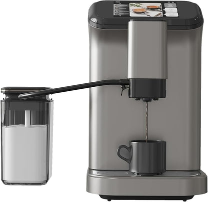 GarveeLife Espresso Machine with Built-in Grinder, 20Bar Pressure & Automatic Milk Frother, One-Touch Operation for Lattes and Cappuccinos, Compact Design for Home or Office Use