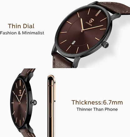BEN NEVIS Watch, Mens Watch, Minimalist Fashion Simple Wrist Watch Analog Date with Leather Strap