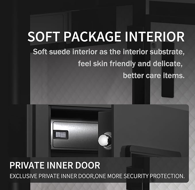 KAPUCI Touchscreen Biometric Fingerprint Safe Box,Full Soft Package Interior with Private Inner Door Digital Heavy Personal Private Cabinet Home Safes,Suitable for Home, Office, Bedroom(Grey)