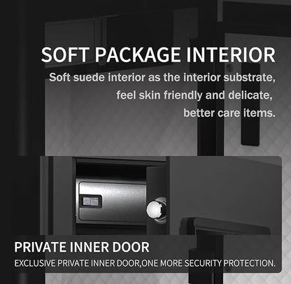 KAPUCI Touchscreen Biometric Fingerprint Safe Box,Full Soft Package Interior with Private Inner Door Digital Heavy Personal Private Cabinet Home Safes,Suitable for Home, Office, Bedroom(Grey)