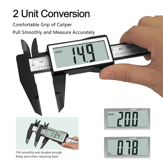 Kynup Digital Caliper with Large Screen, Caliper Measuring Tool, Micrometer Caliper Digital, Caliper Tool for Mechanics, Jewelers, Woodworkers, Inch and Millimeter Conversion (6Inch/150mm)