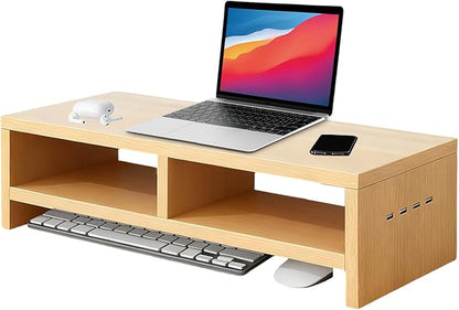 Monitor Stand, with Sleek Modern Design, 50x20x13cm, Monitor Stand Riser, Wireless Charging Desk Organizer, Ergonomic Height, for Multitasking and Desktop Organization