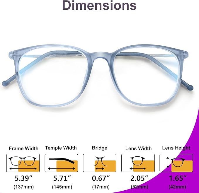 VISOONE Anti Slip TR90 Blue Light Blocking Glasses Size M Eyewear Frame with Anti Glare Eye Protection for Women GaeL