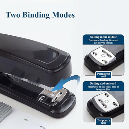 M&G Desktop Stapler with 25 Sheet Capacity, Two Binding Modes, Basic Stapler Set with 1000 Staples and Remover, Durable Staplers for Office School Home (Black)