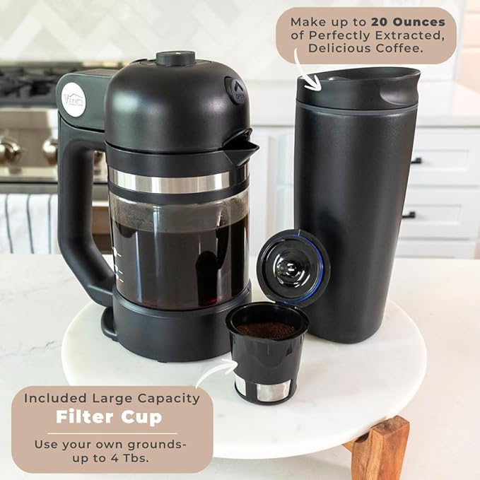 VINCI Micro Café Single-Serve Coffe Brewer | Compatible with Keurig K-Cups, K-Pods | Compact, Portable | Enclosed Brewing for Hotter Coffee | Large Capacity Reusable Filter Cup Included