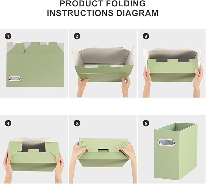 Oterri Cardboard File Organizer Box for Hanging File Folders Letter Size,File Box for Computer Desk,File Cabinet,Working Home,Office,Classroom (Green, Letter Size - 6 Packs)