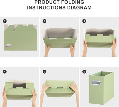 Oterri Cardboard File Organizer Box for Hanging File Folders Letter Size,File Box for Computer Desk,File Cabinet,Working Home,Office,Classroom (Green, Letter Size - 6 Packs)
